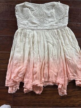 Ecote Cream-to-Peach Beaded Strapless Sundress